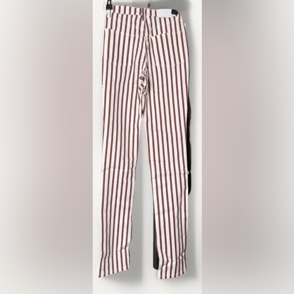 WeWoreWhat Rocker Stripe Jeans Stiletto Slit Red White Size 25 NWT High Rise - Picture 3 of 6